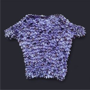 Purple Y2K popcorn shirt. No size but I’d say fits medium to large